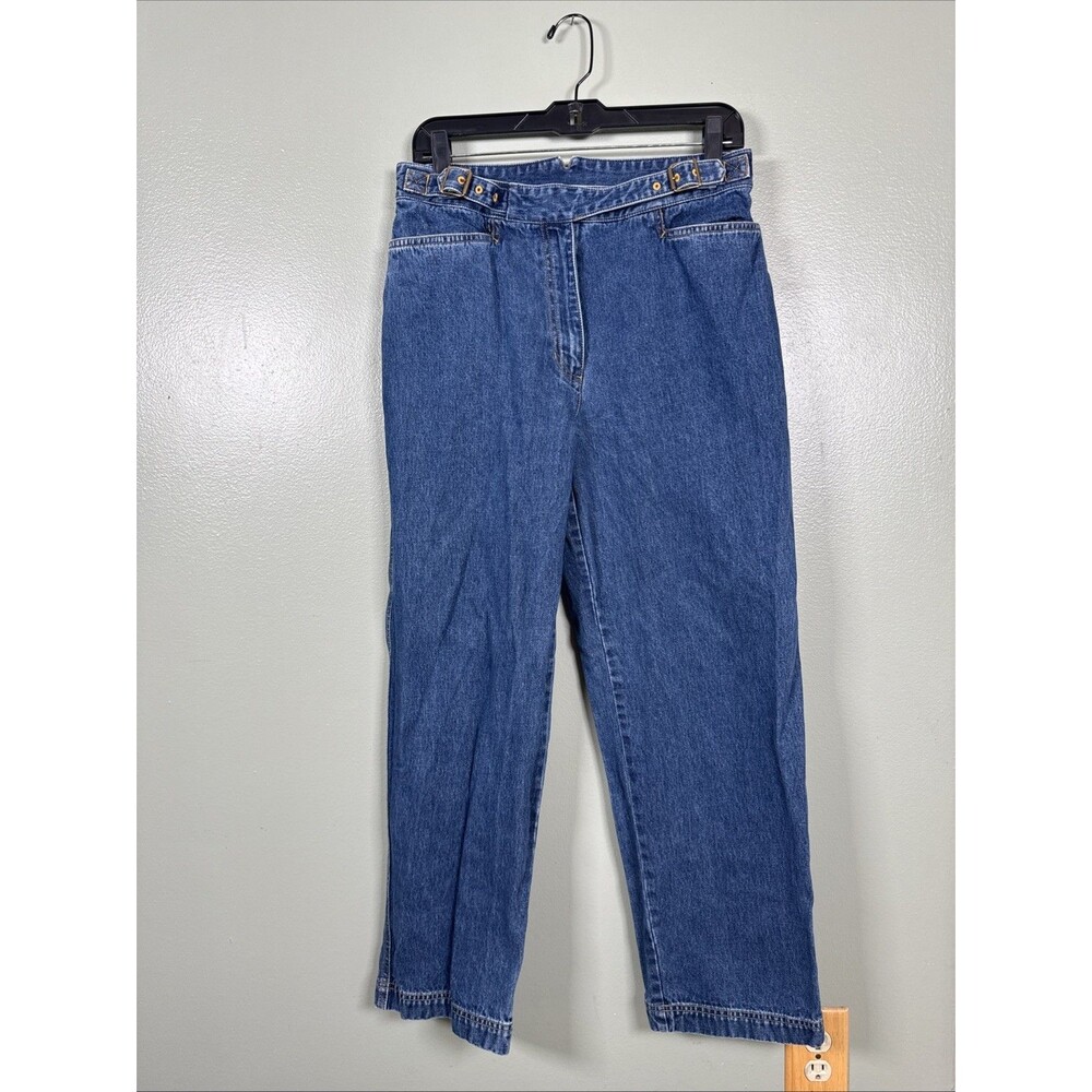 Vtg 90s Ralph‎ Lauren Crop Jeans Women's Size 12 Petite High Waist Dual Buckle
